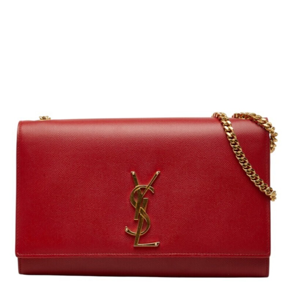 Saint Laurent Kate Chain Leather Crossbody Bag Red Gold
